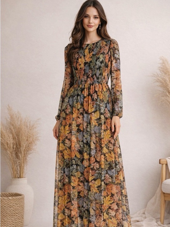 Modcloth Dresses & Skirts - Beautiful ModCloth Plus Size 1X Multicolor Floral Smocked Dress in Warm Tones